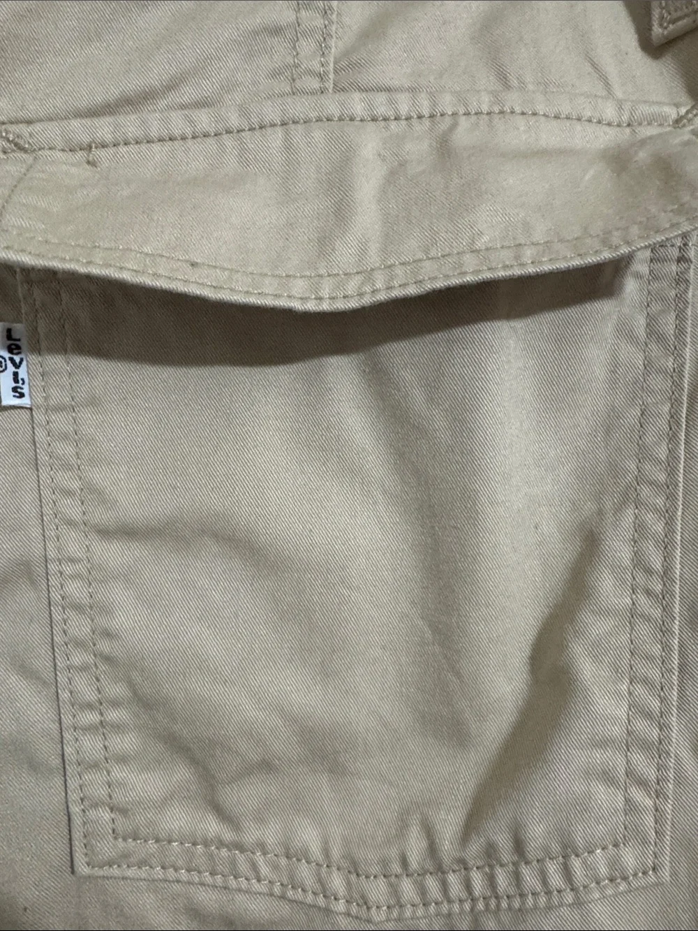 Levi's 94 Baggy Beige Cargo Pants Drawstring Cuff Women size 29 Utility Gorpcore